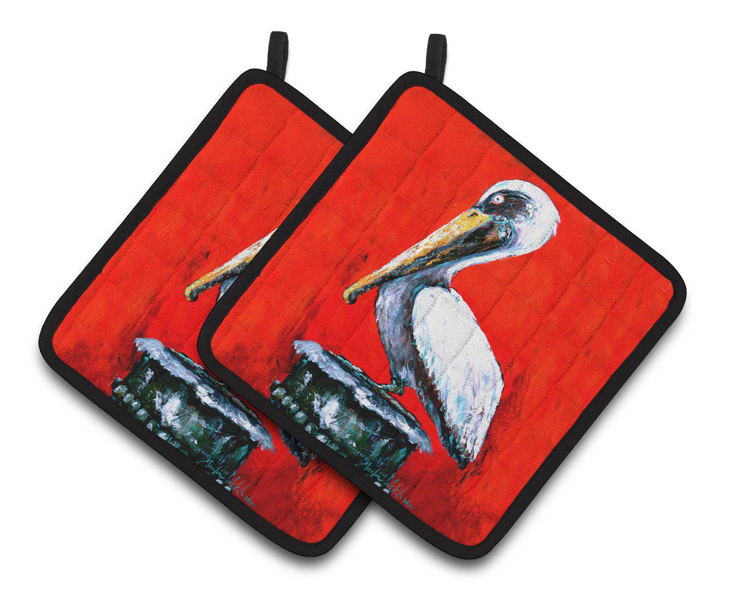 Bird - Pelican Red Dawn Pot Holders - Set of 2 Decorative Kitchen Helpers | Made in the USA MW1133PTHD