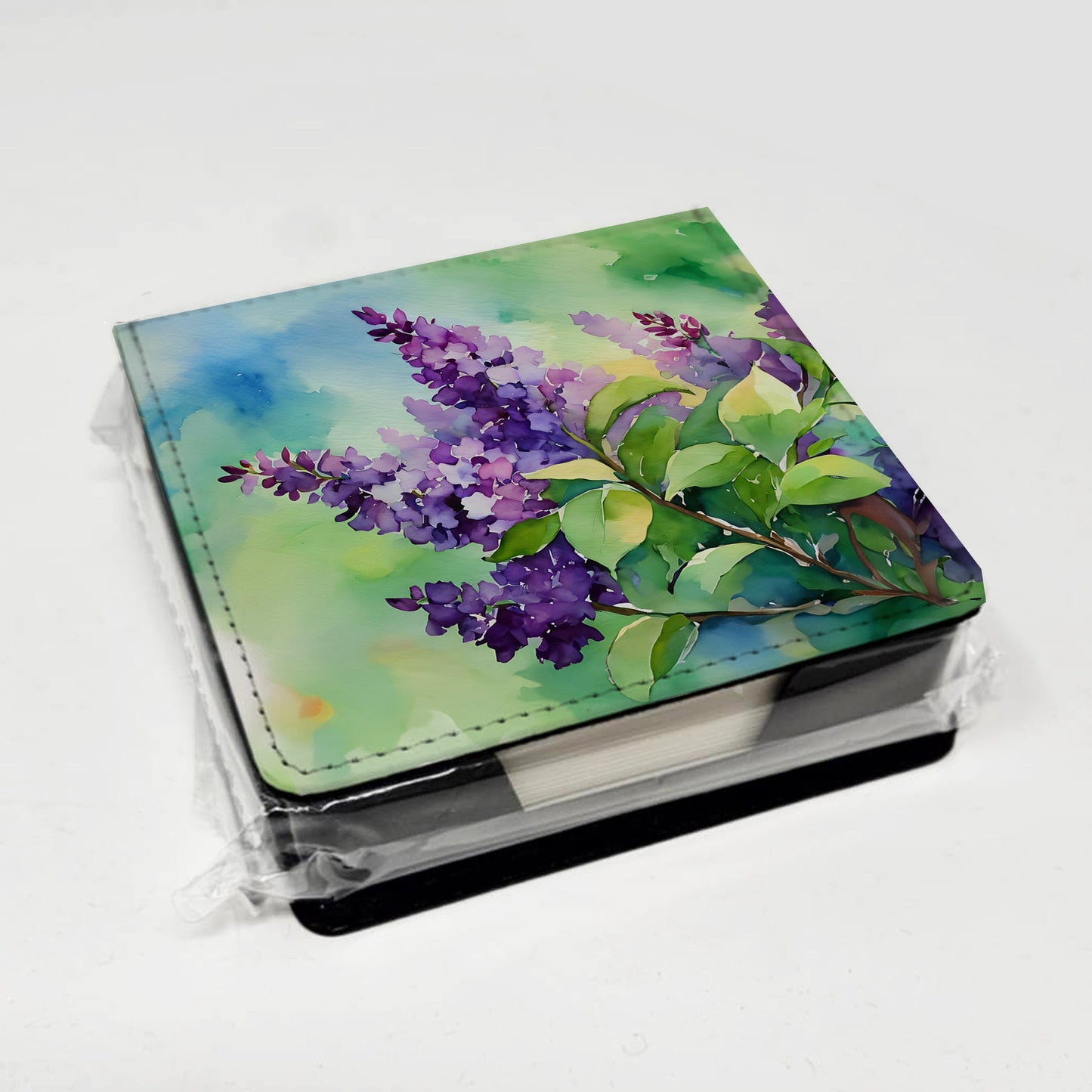 New Hampshire Purple Lilac in Watercolor PU Leather Note Paper Holder