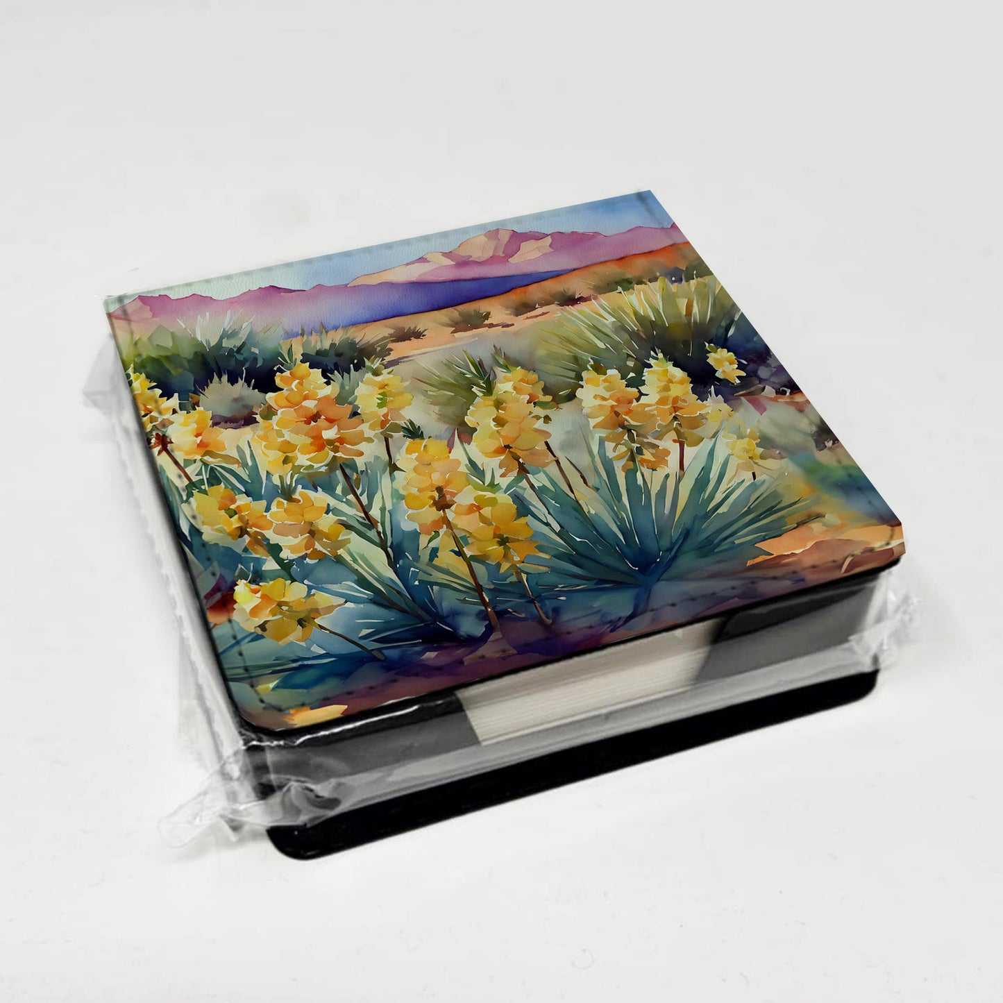 New Mexico Yucca Flower in Watercolor PU Leather Note Paper Holder