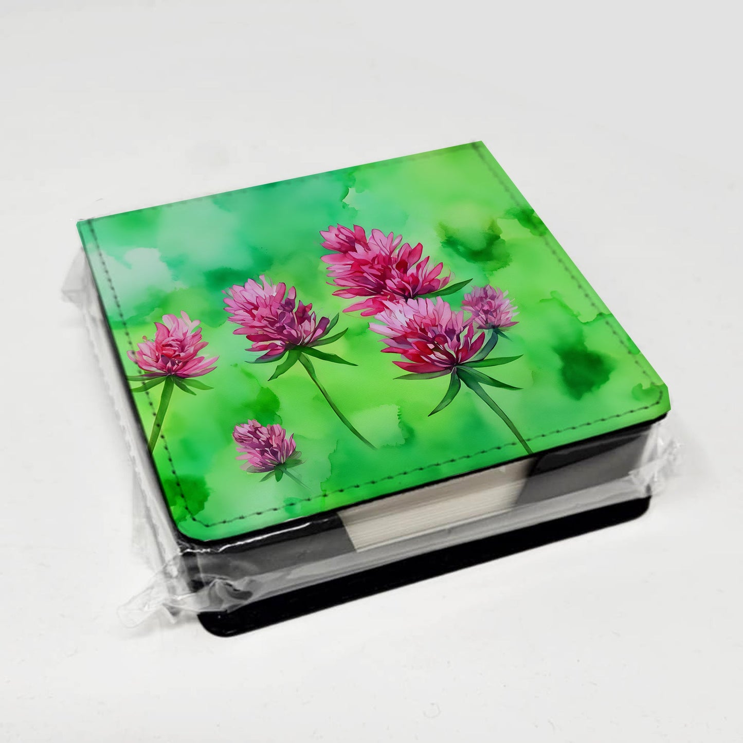 Vermont Red Clover in Watercolor PU Leather Note Paper Holder