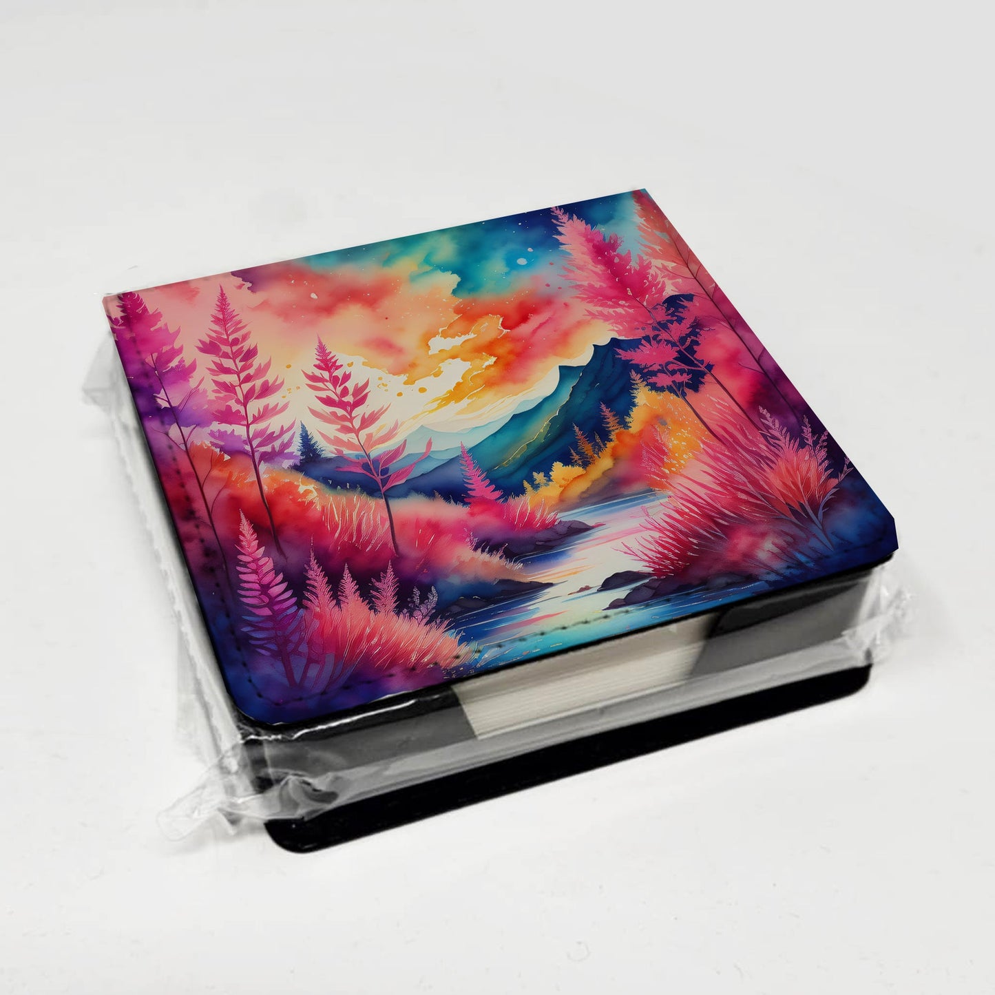 Colorful Astilbe PU Leather Note Paper Holder