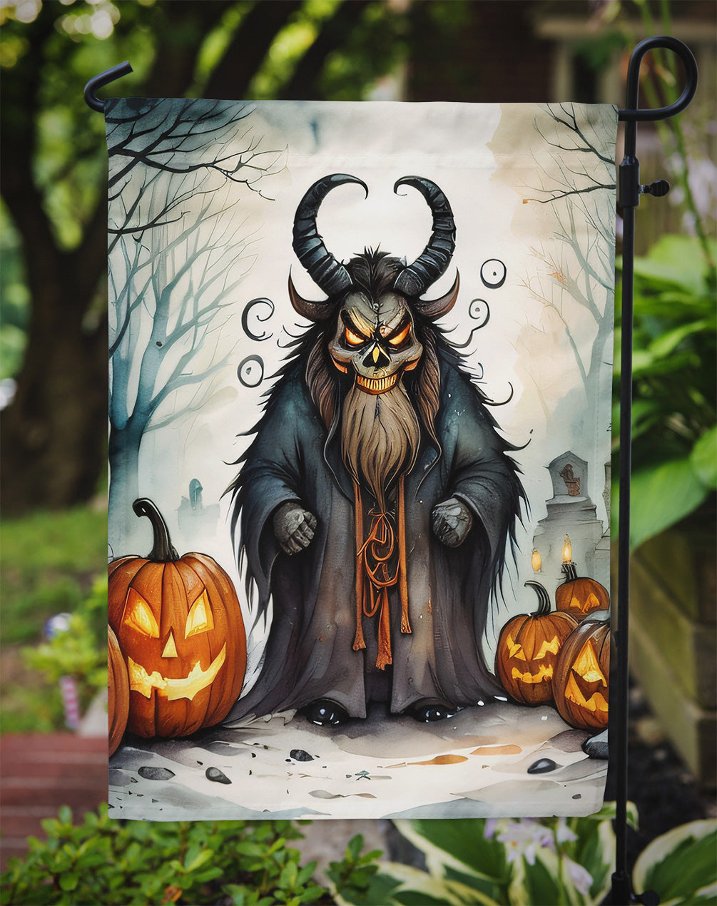 Krampus The Demon Spooky Halloween Garden Flag – Outdoor Decorative Yard Flag