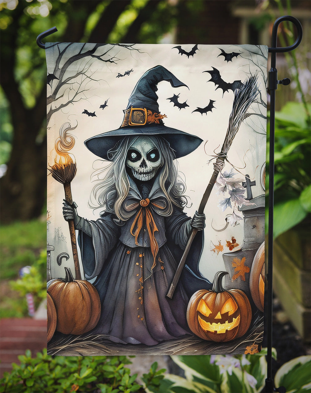 Witch Spooky Halloween Garden Flag – Outdoor Decorative Yard Flag