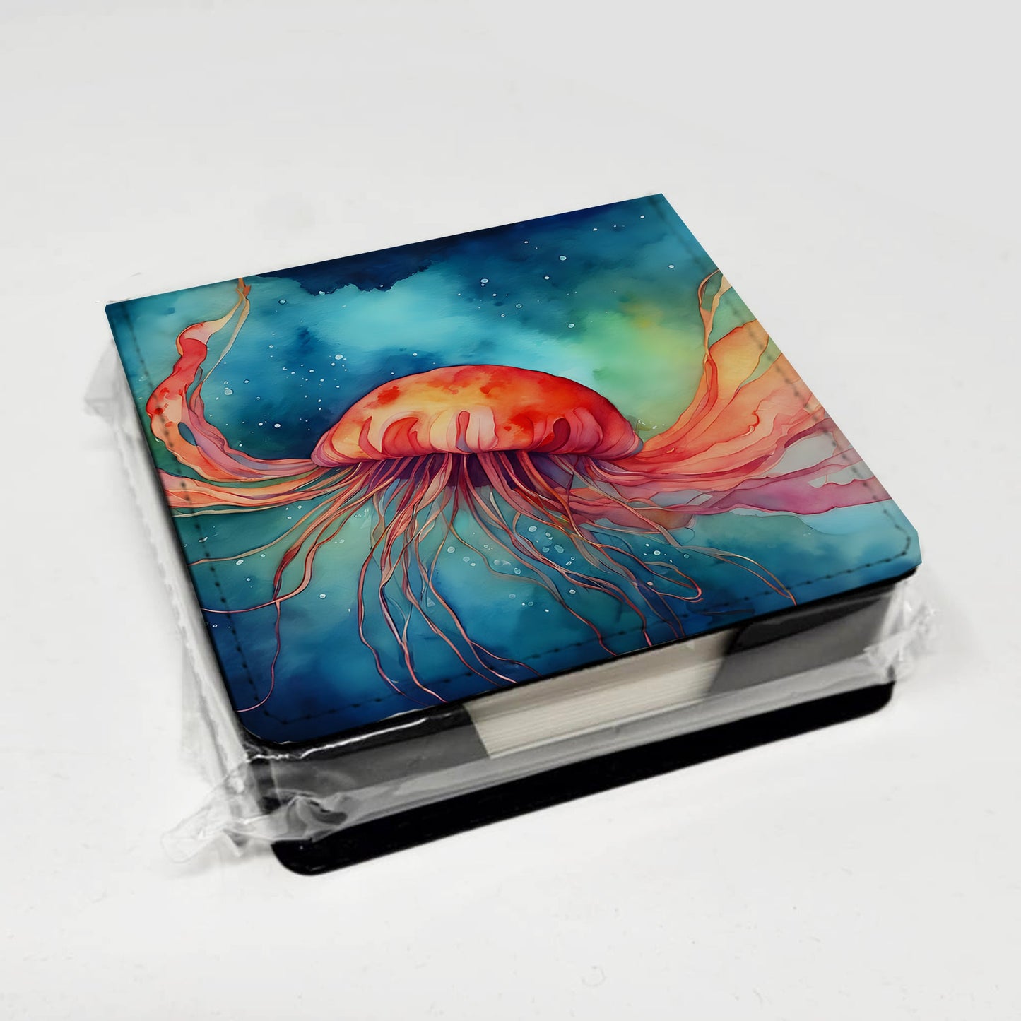 Jellyfish PU Leather Note Paper Holder