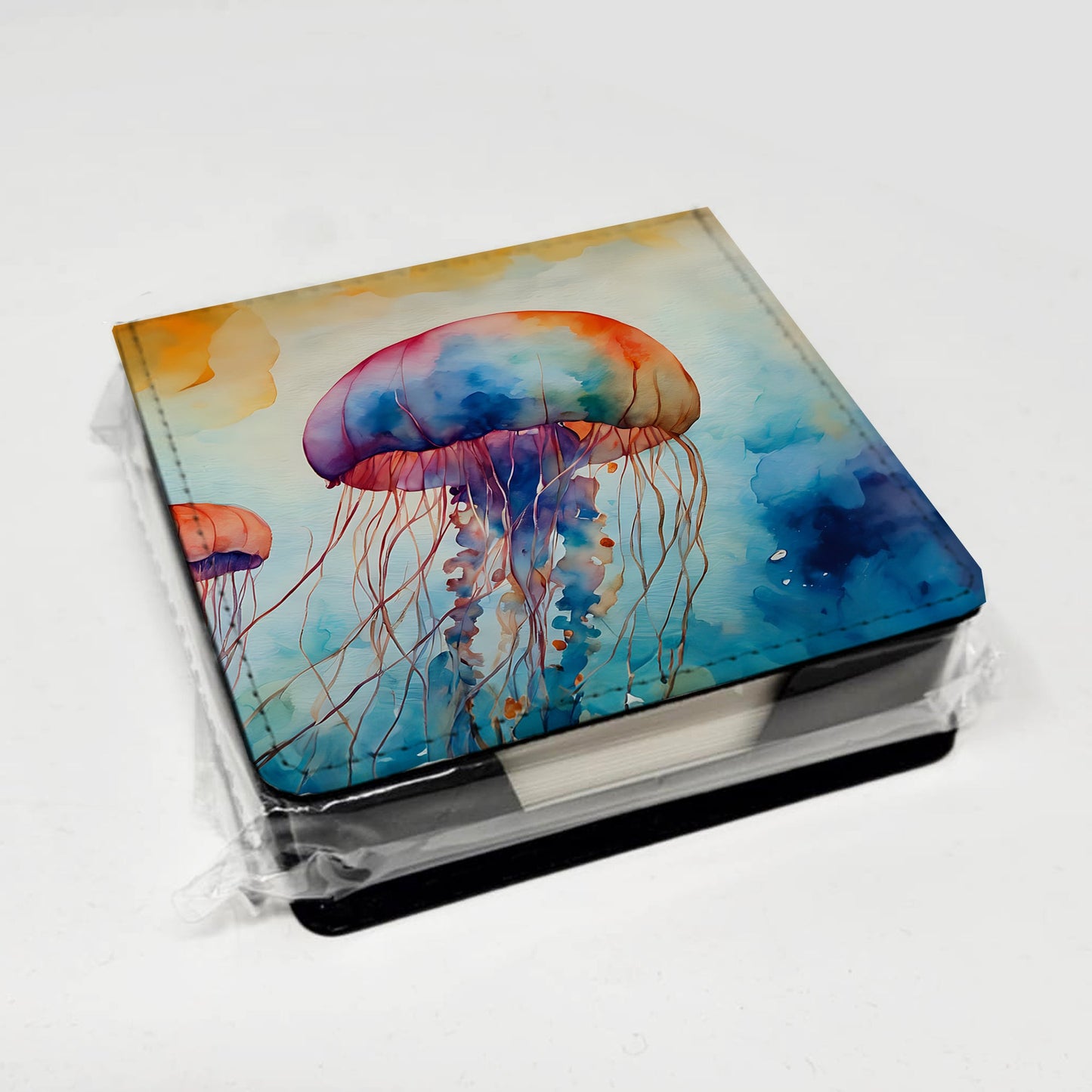 Jellyfish PU Leather Note Paper Holder