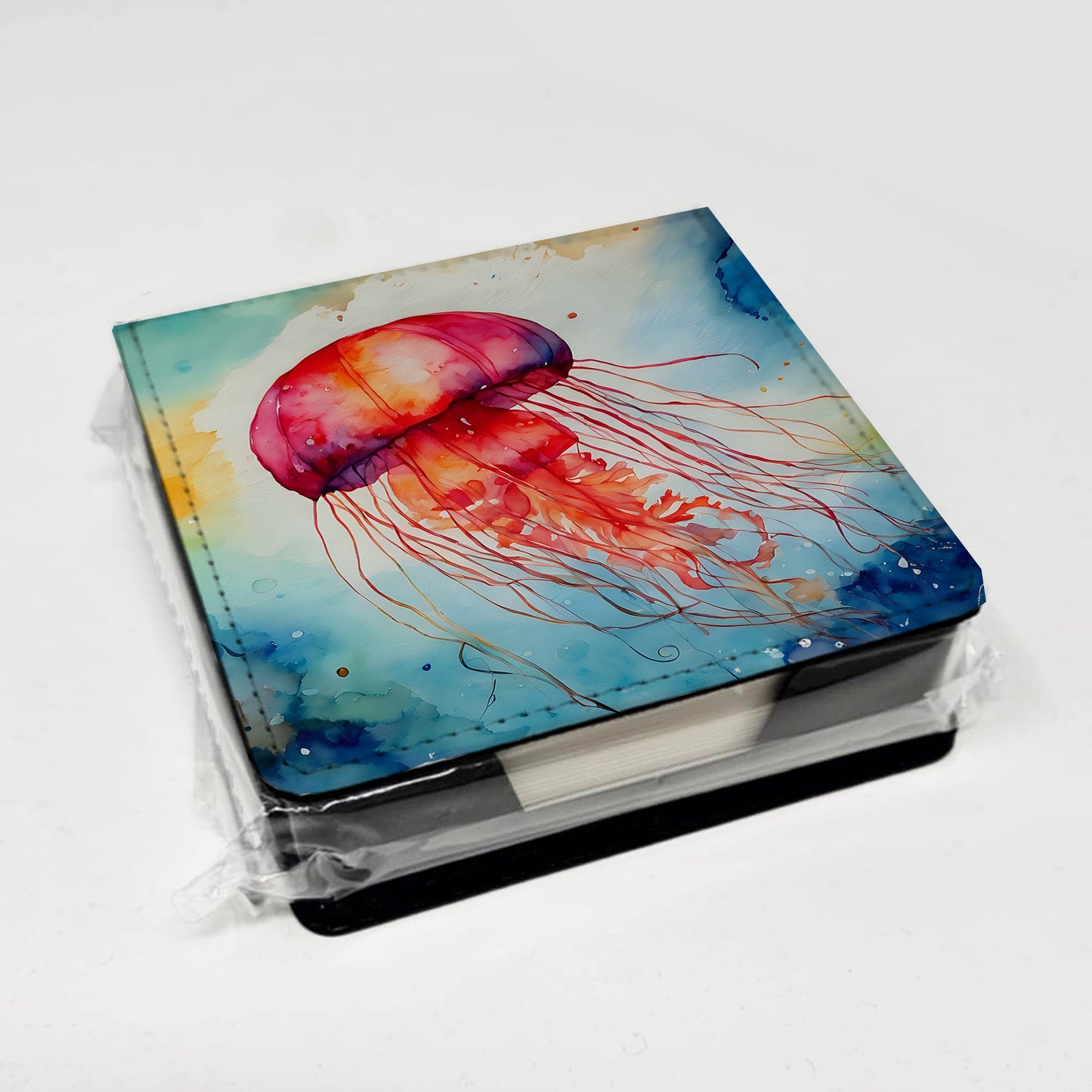 Jellyfish PU Leather Note Paper Holder