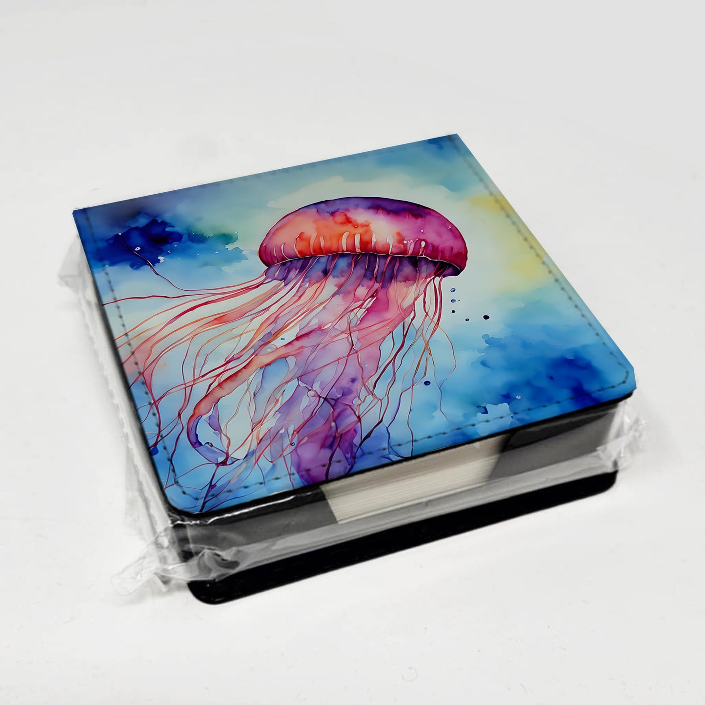 Jellyfish PU Leather Note Paper Holder