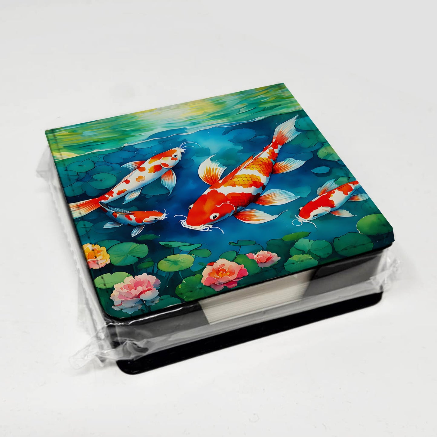 Koi Fish PU Leather Note Paper Holder