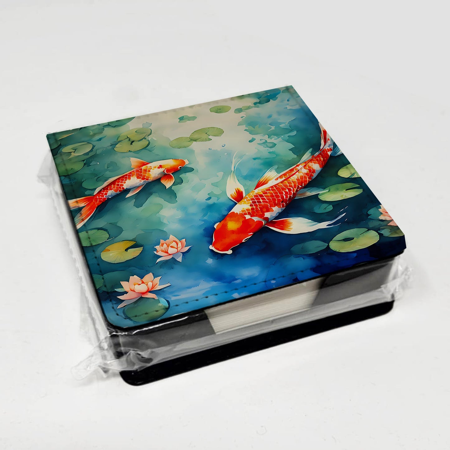 Koi Fish PU Leather Note Paper Holder