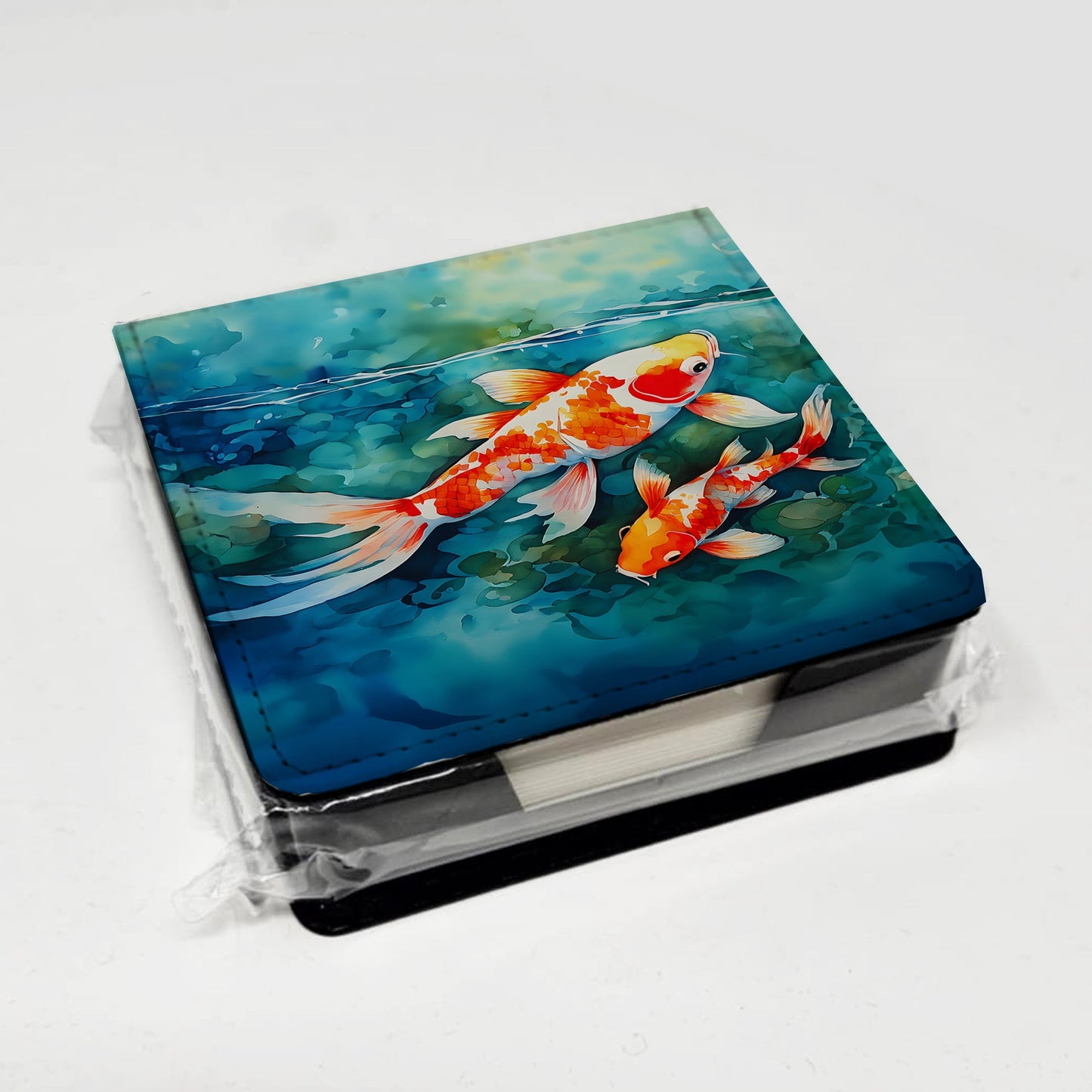 Koi Fish PU Leather Note Paper Holder