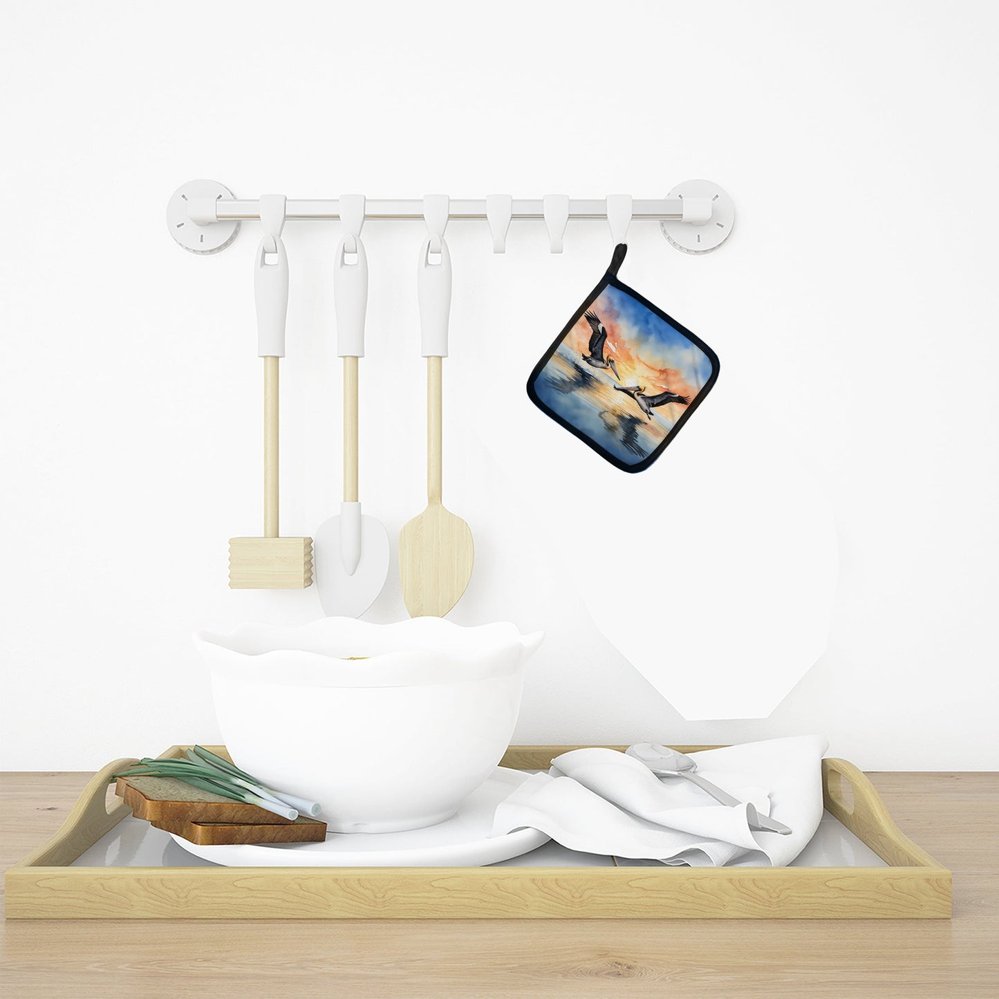 Pelicans Flying Pot Holders - Set of 2 Decorative Kitchen Helpers | Made in the USA