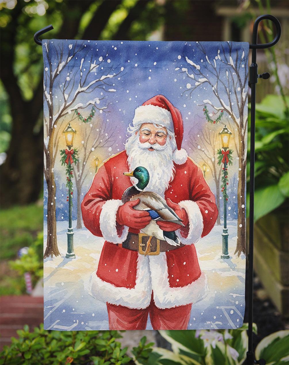 Mallard with Santa Claus Garden Flag