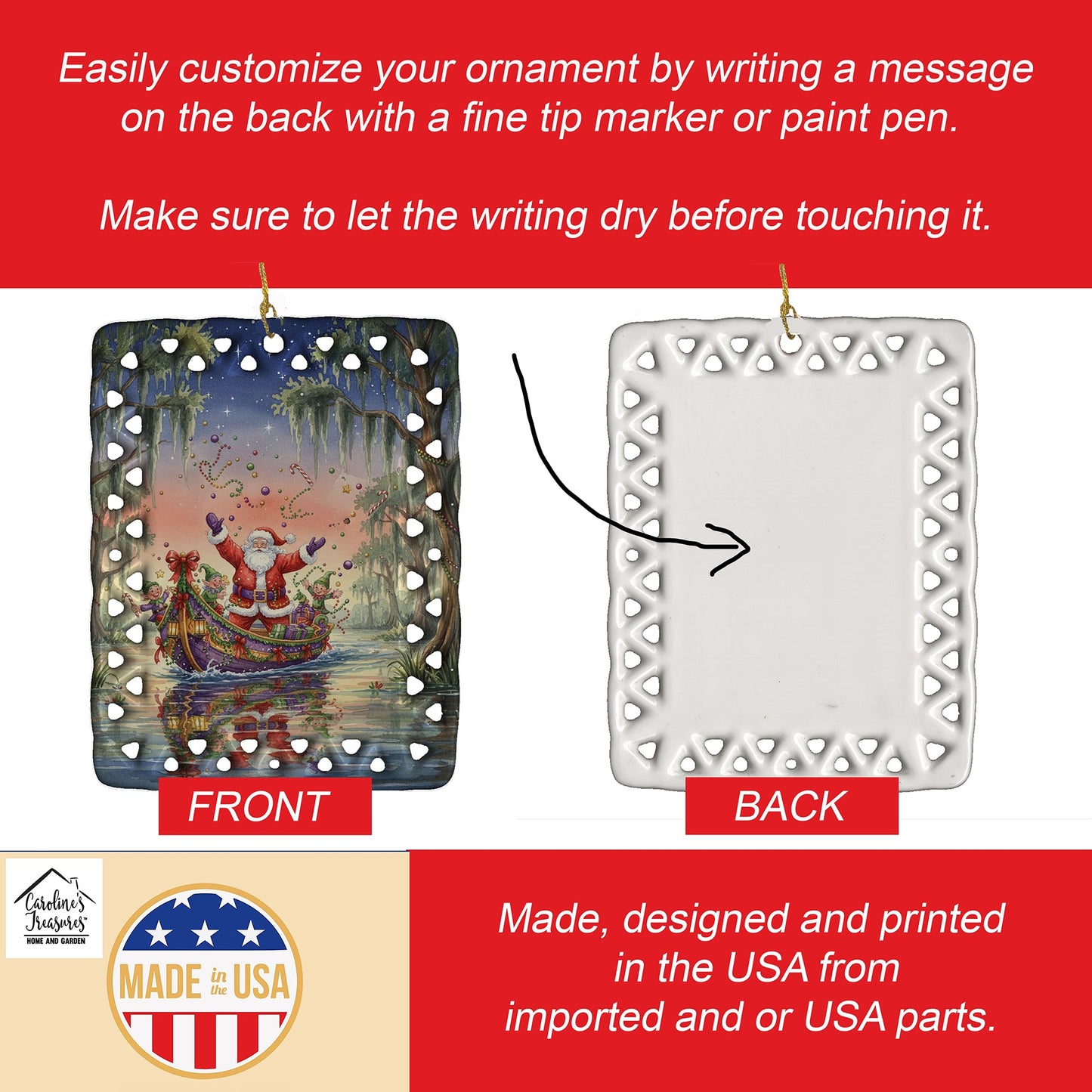 Cajun Santa Claus in the Bayou Christmas Parade Christmas Porcelain Ornament