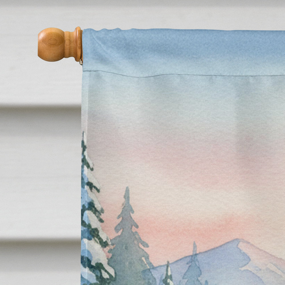 Santa Claus Ice Fishing on the Lake Christmas House Flag