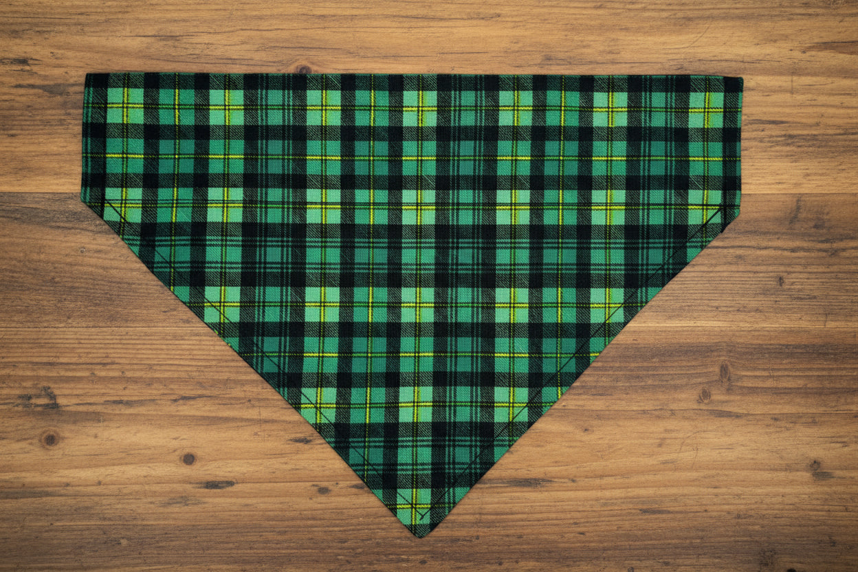 Green Plaid Dog Bandana