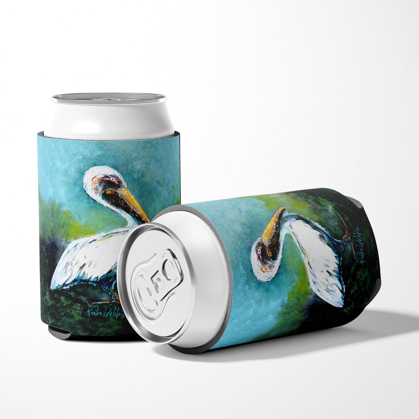 Blue Stand White Pelican Can or Bottle Hugger MW1309CC