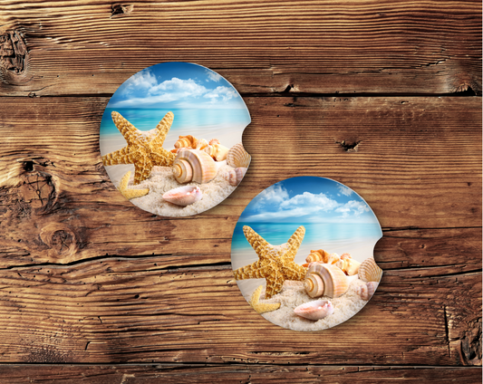 Starfish Ceramic Car Coaster Set