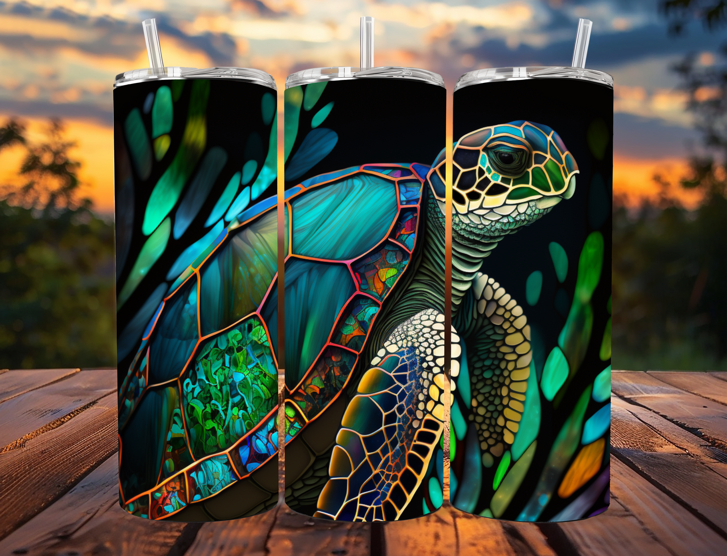 Stained Glass Sea Turtle 20oz Tumbler