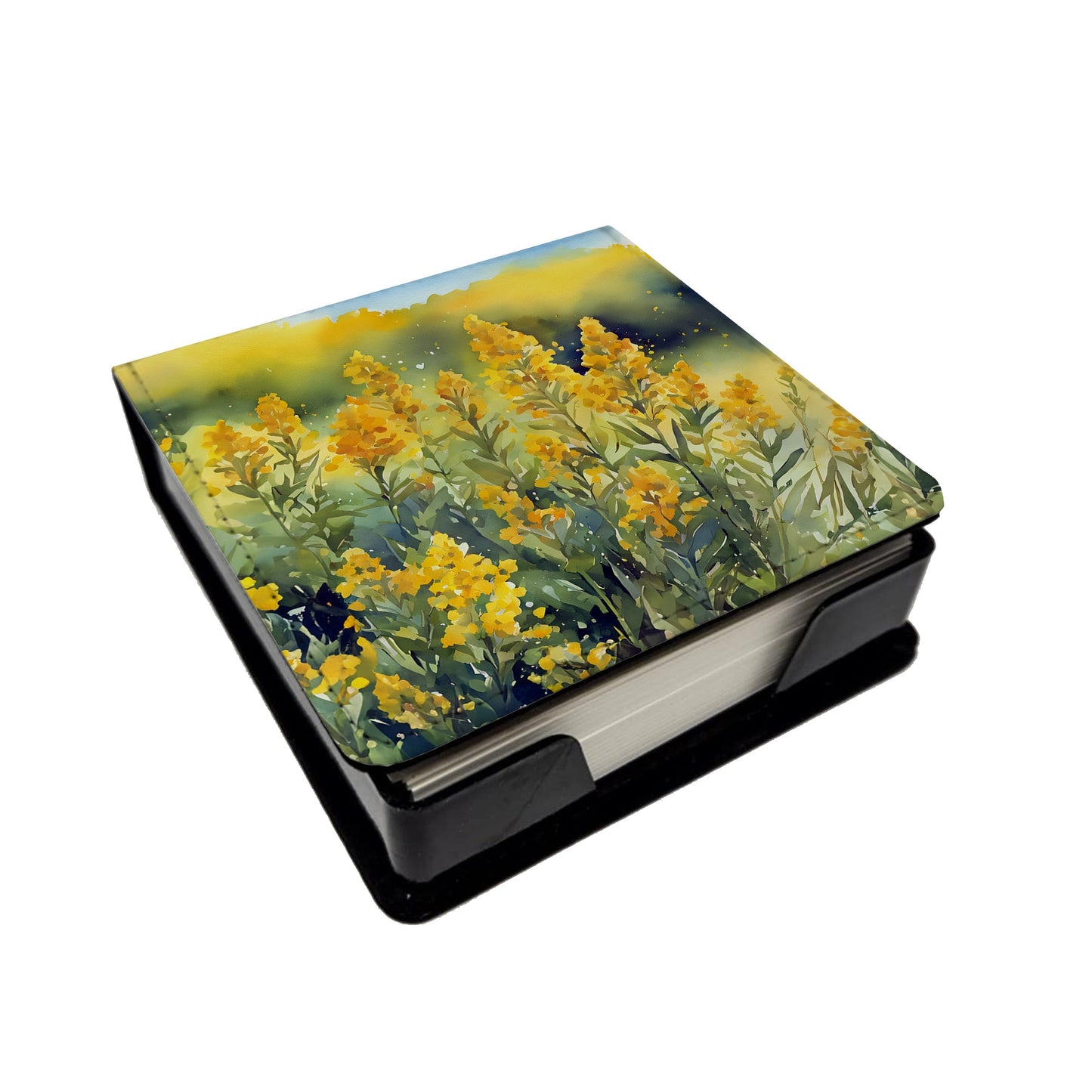 Nebraska Goldenrod in Watercolor PU Leather Note Paper Holder