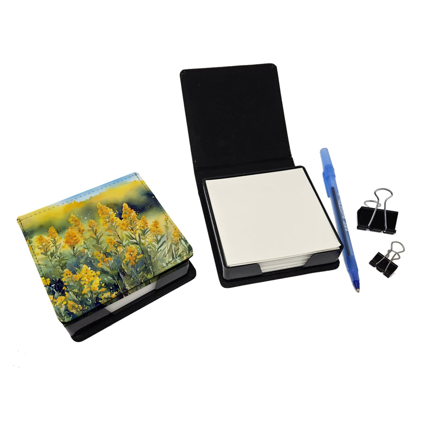 Nebraska Goldenrod in Watercolor PU Leather Note Paper Holder