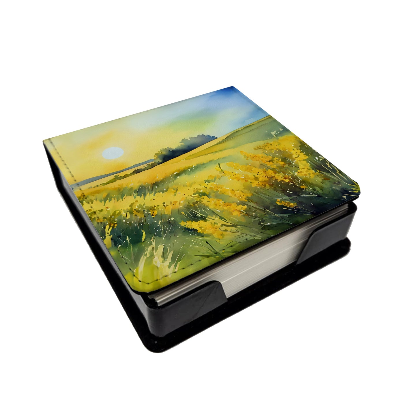 Nebraska Goldenrod in Watercolor PU Leather Note Paper Holder
