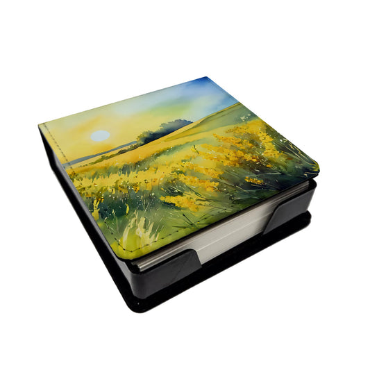 Nebraska Goldenrod in Watercolor PU Leather Note Paper Holder