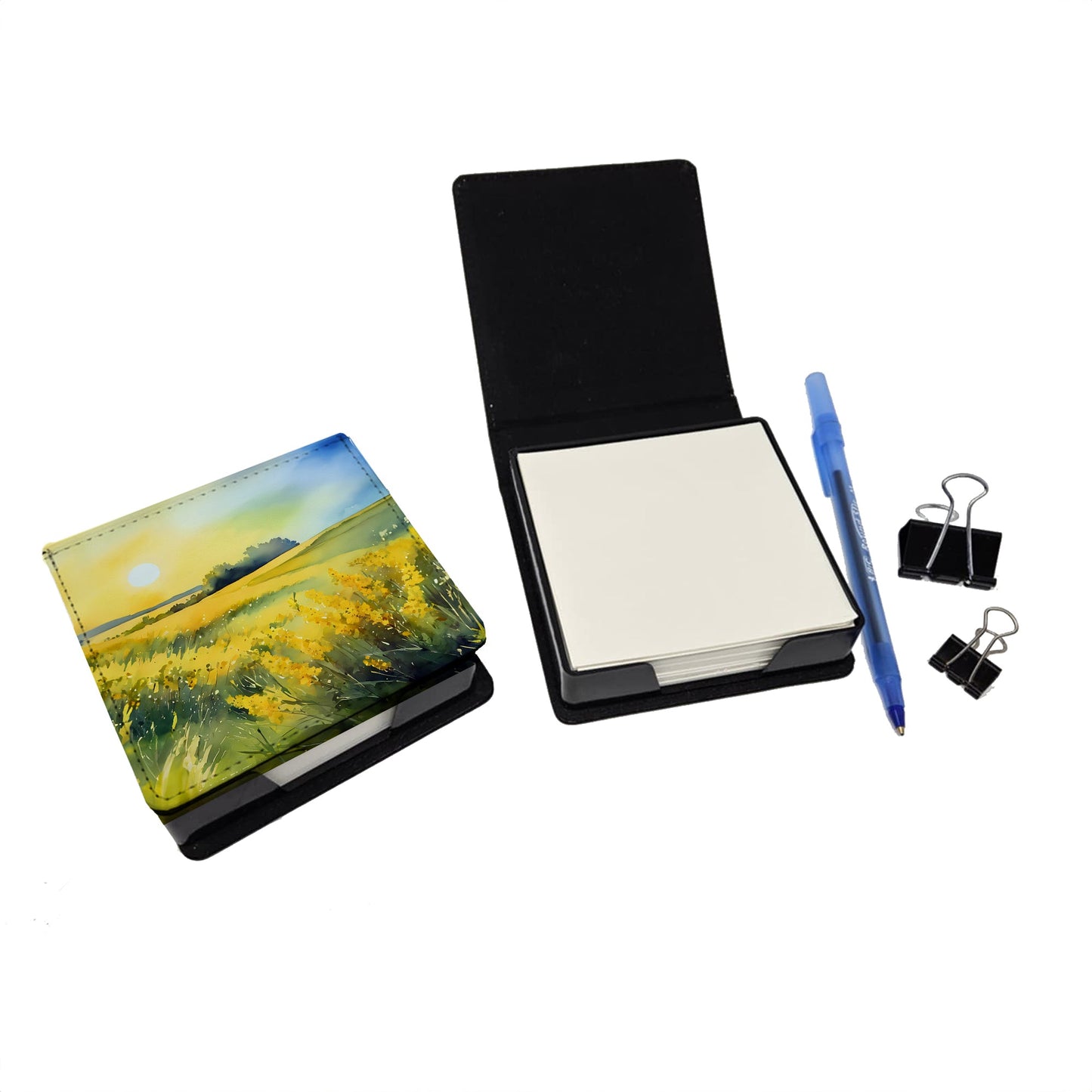 Nebraska Goldenrod in Watercolor PU Leather Note Paper Holder