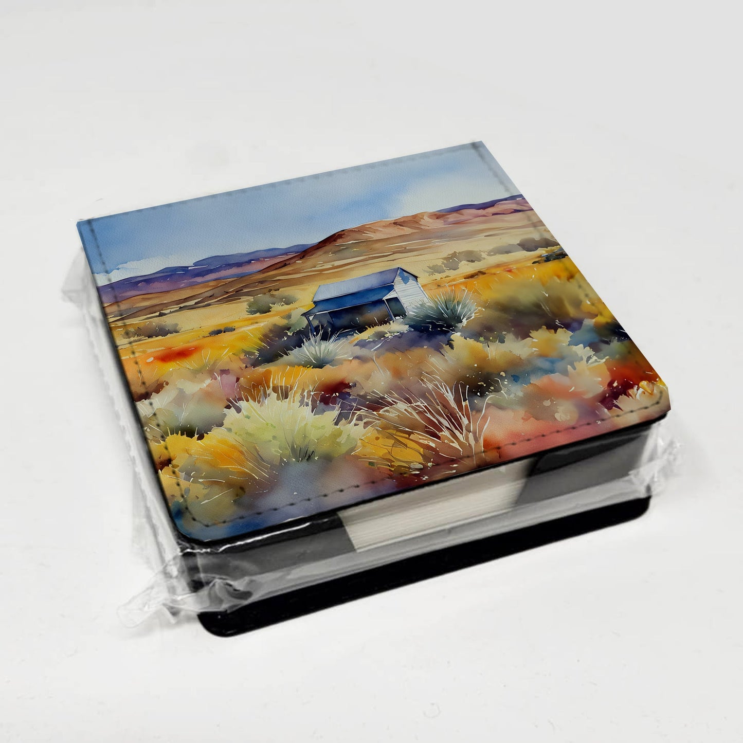 Nevada Sagebrush in Watercolor PU Leather Note Paper Holder