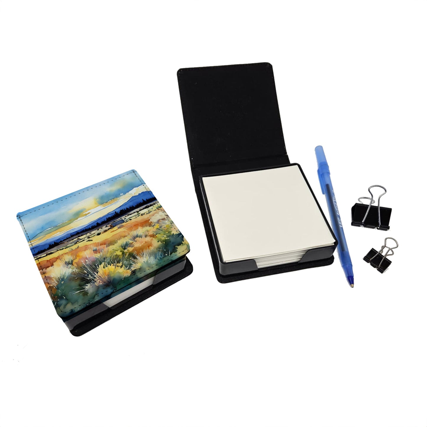 Nevada Sagebrush in Watercolor PU Leather Note Paper Holder