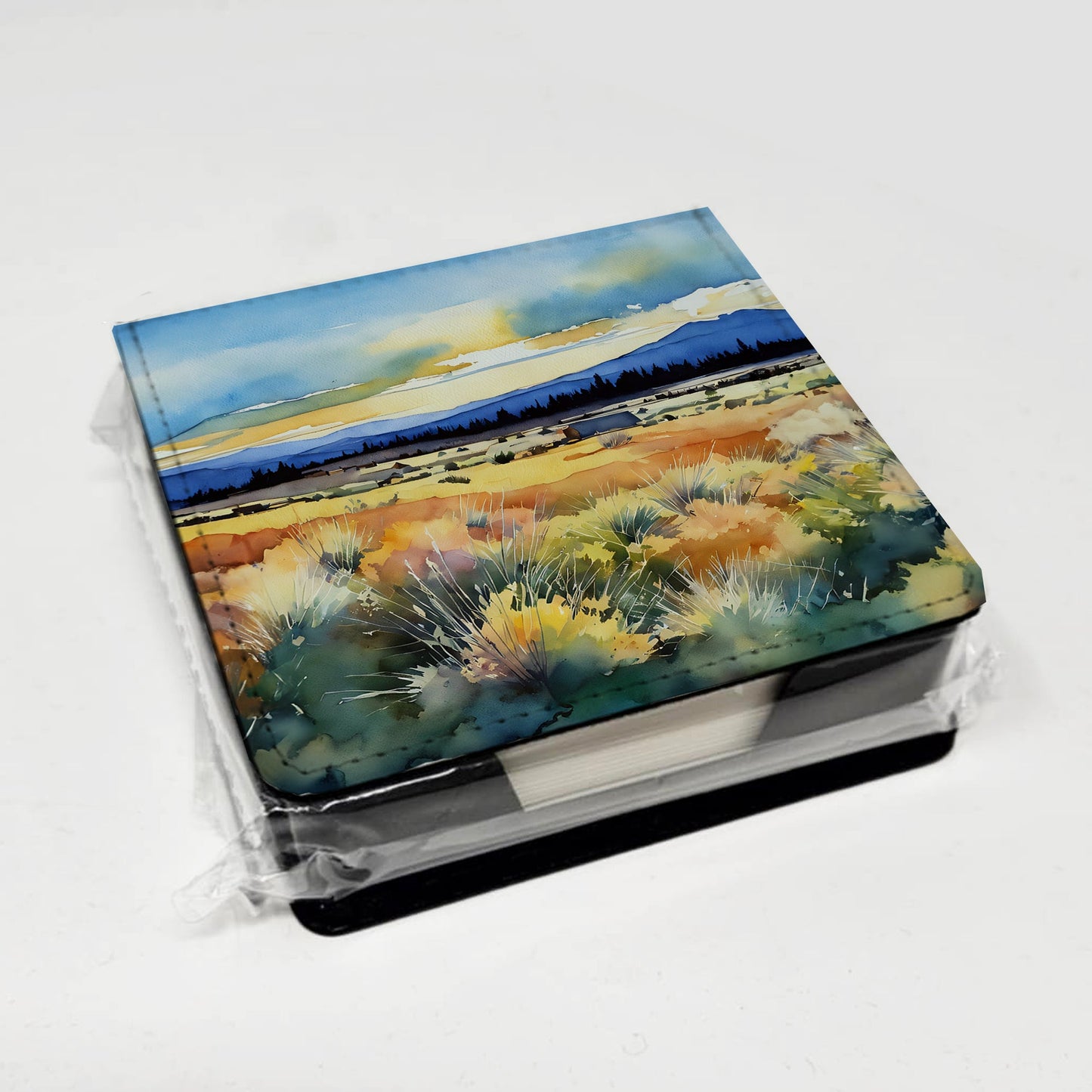 Nevada Sagebrush in Watercolor PU Leather Note Paper Holder