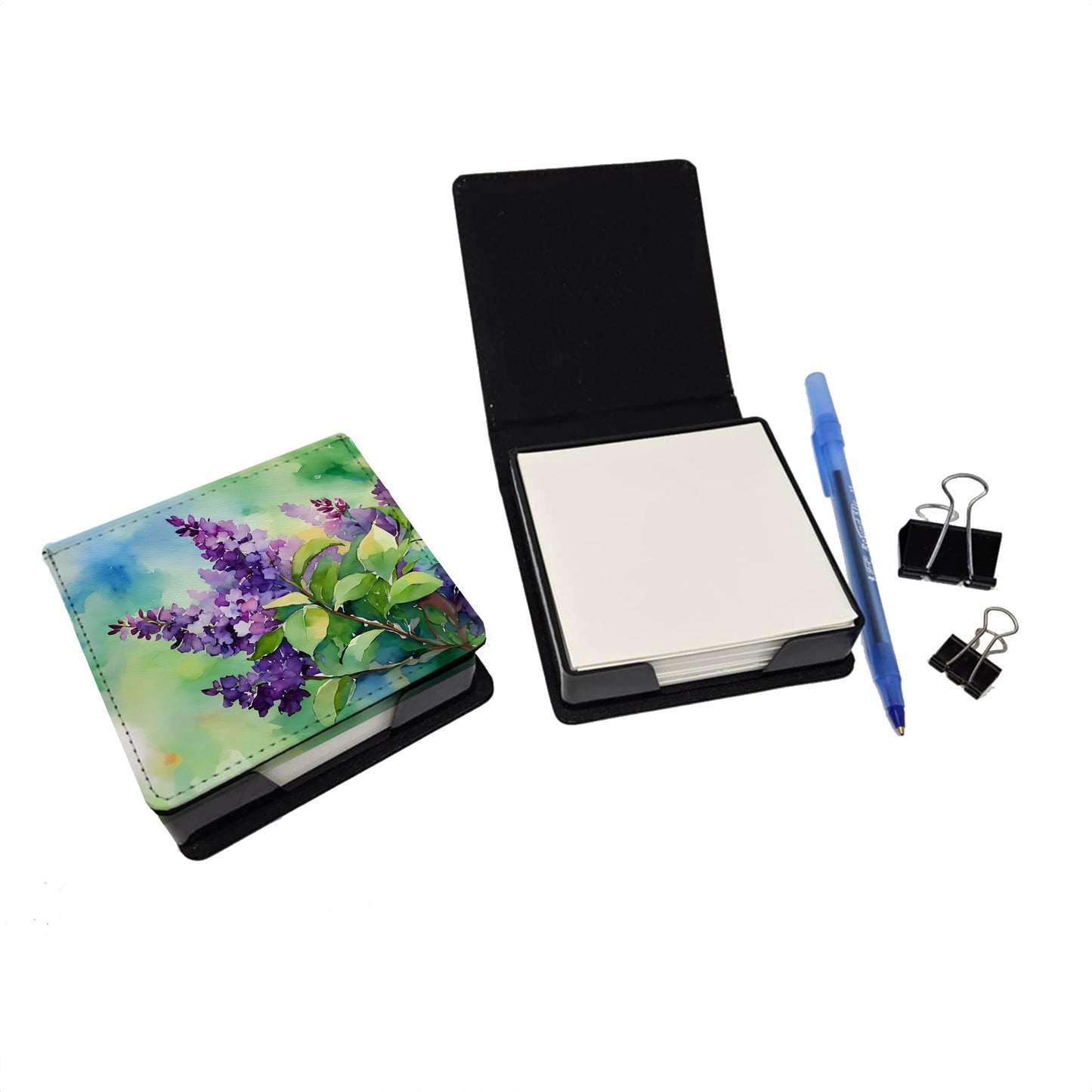 New Hampshire Purple Lilac in Watercolor PU Leather Note Paper Holder