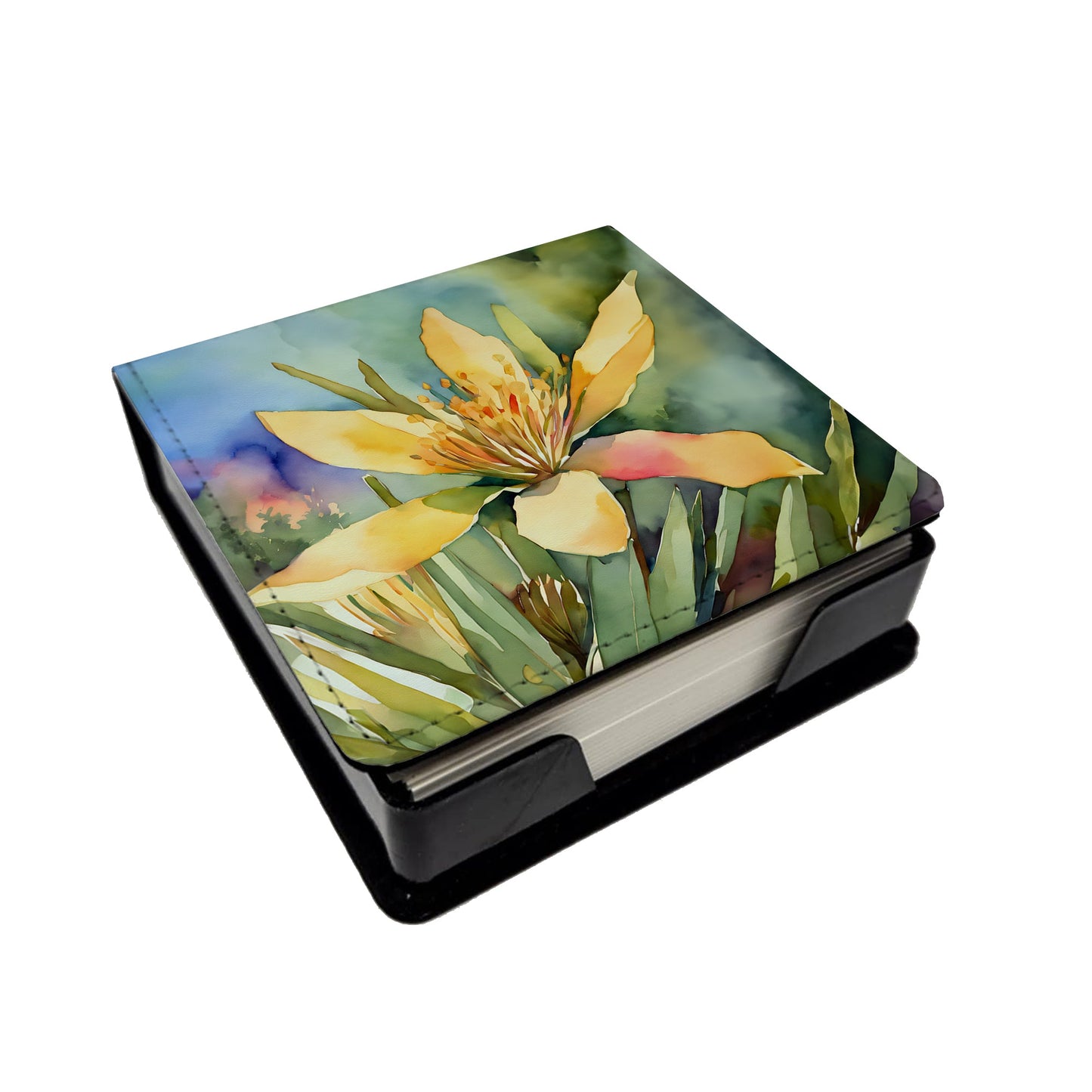 New Mexico Yucca Flower in Watercolor PU Leather Note Paper Holder
