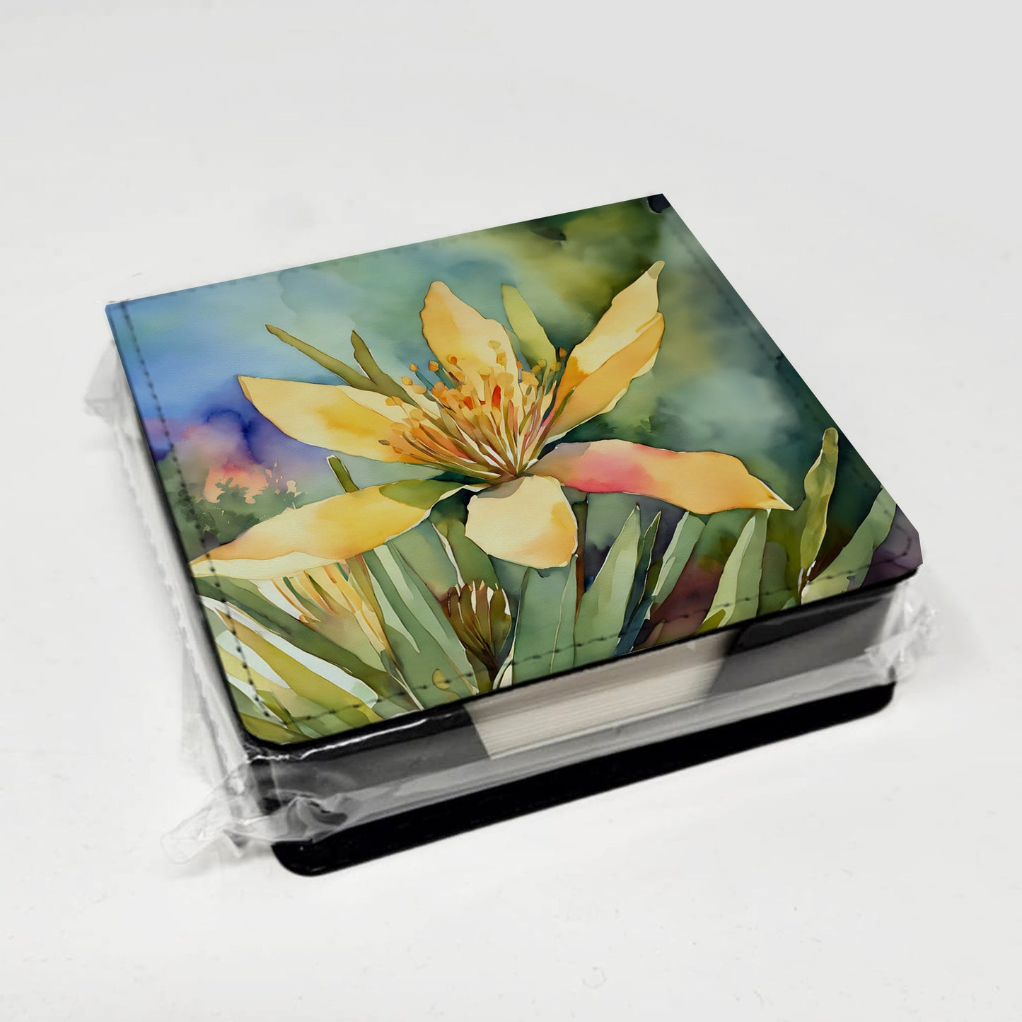 New Mexico Yucca Flower in Watercolor PU Leather Note Paper Holder