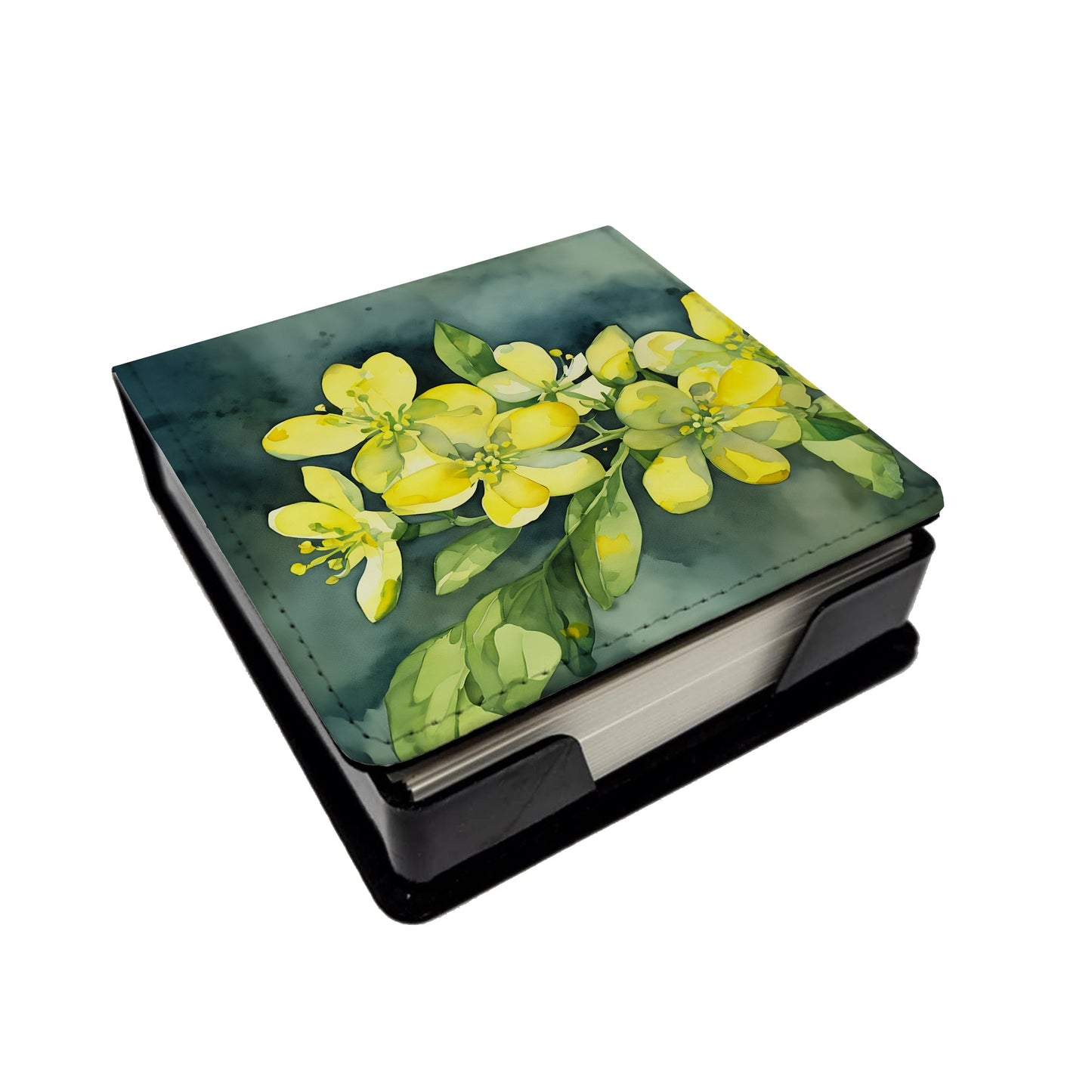 South Carolina Yellow Jessamine in Watercolor PU Leather Note Paper Holder