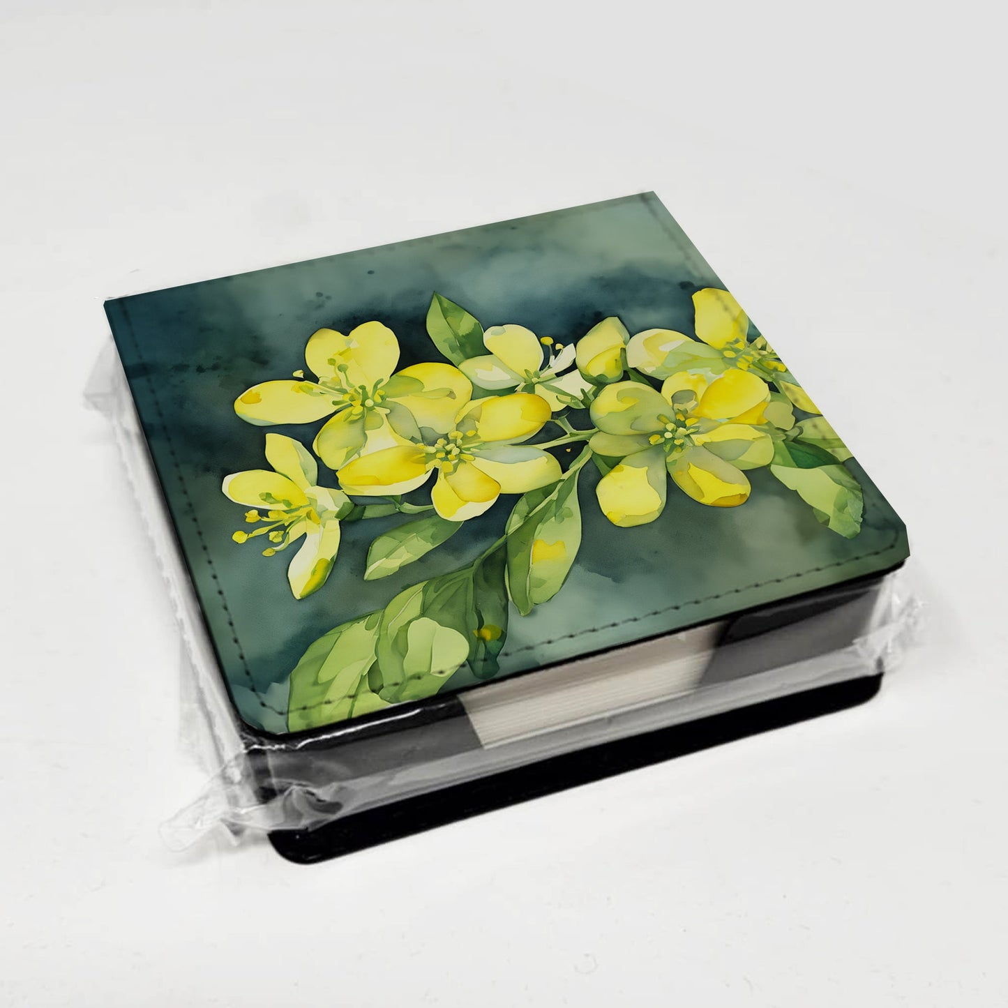 South Carolina Yellow Jessamine in Watercolor PU Leather Note Paper Holder
