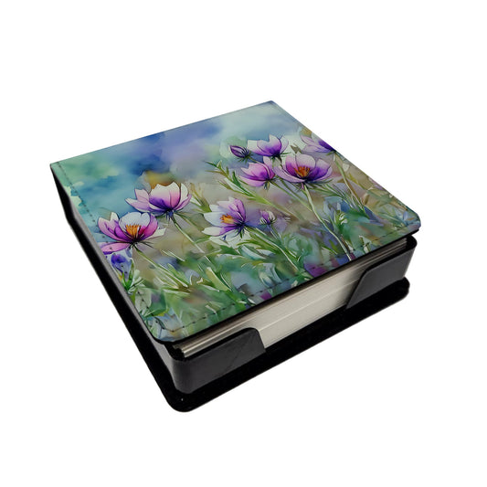 South Dakota Pasque Flowers in Watercolor PU Leather Note Paper Holder