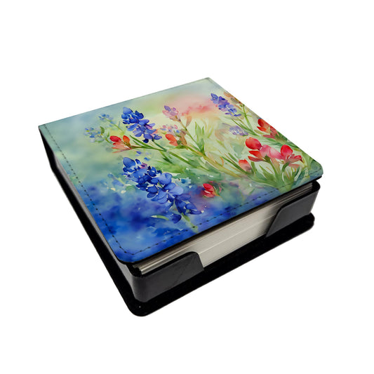 Texas Bluebonnets in Watercolor PU Leather Note Paper Holder