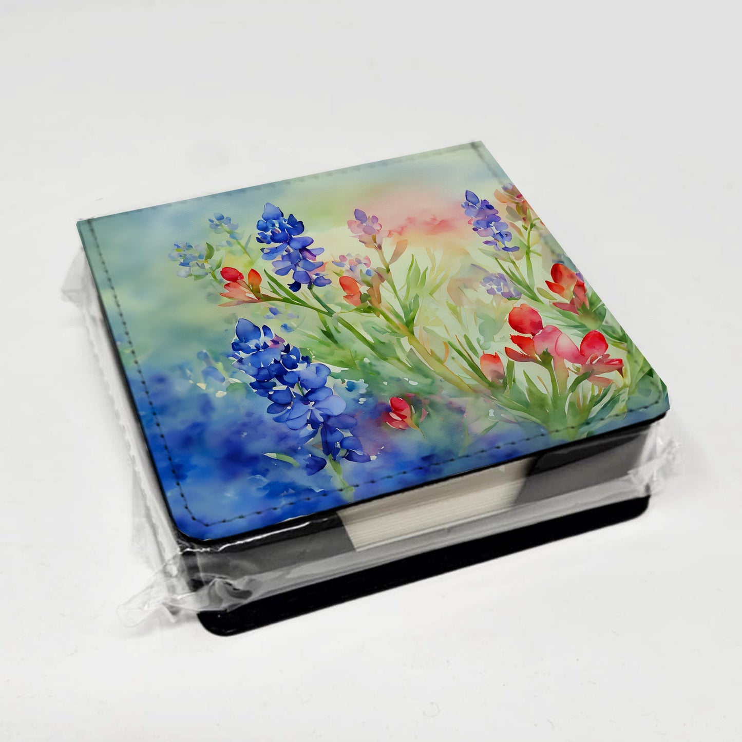 Texas Bluebonnets in Watercolor PU Leather Note Paper Holder