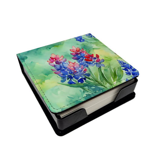 Texas Bluebonnets in Watercolor PU Leather Note Paper Holder