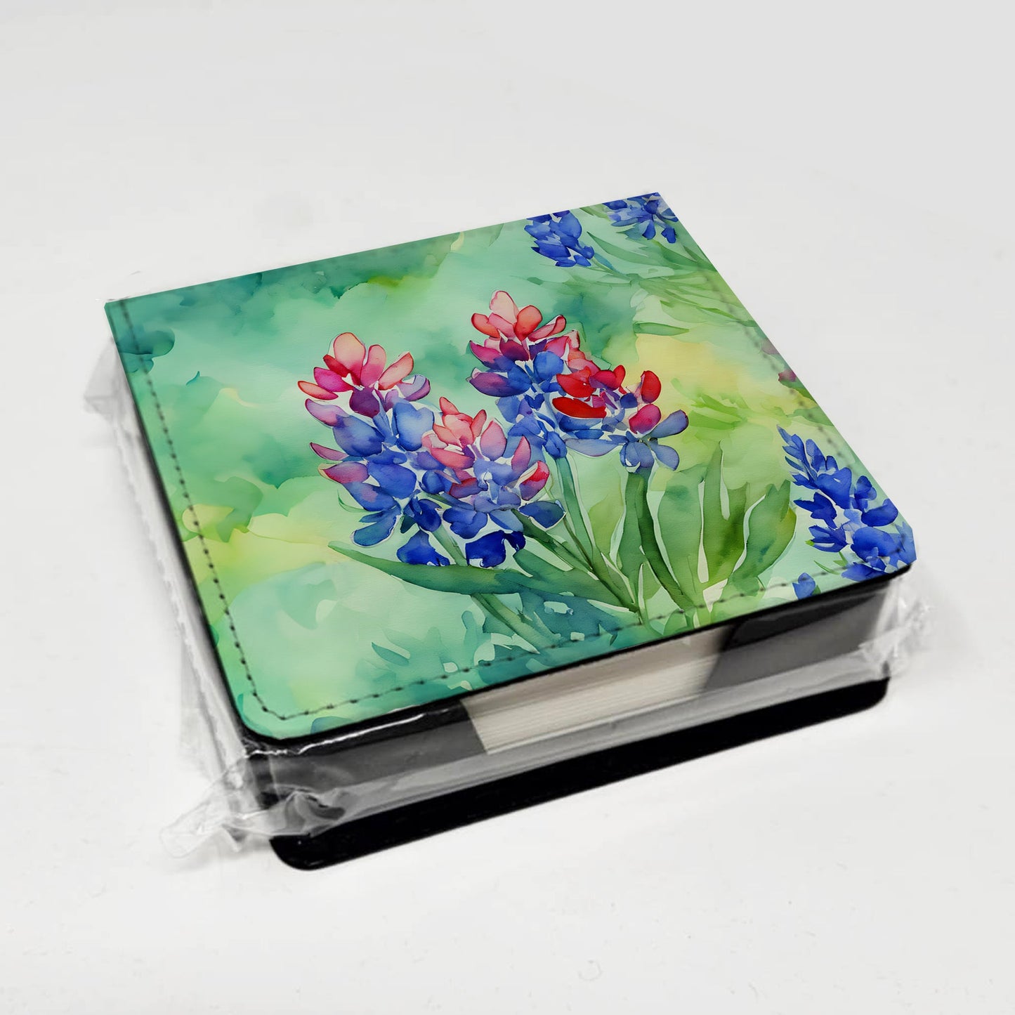 Texas Bluebonnets in Watercolor PU Leather Note Paper Holder