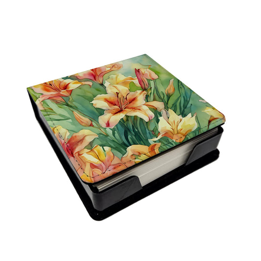 Utah Sego Lilies in Watercolor PU Leather Note Paper Holder