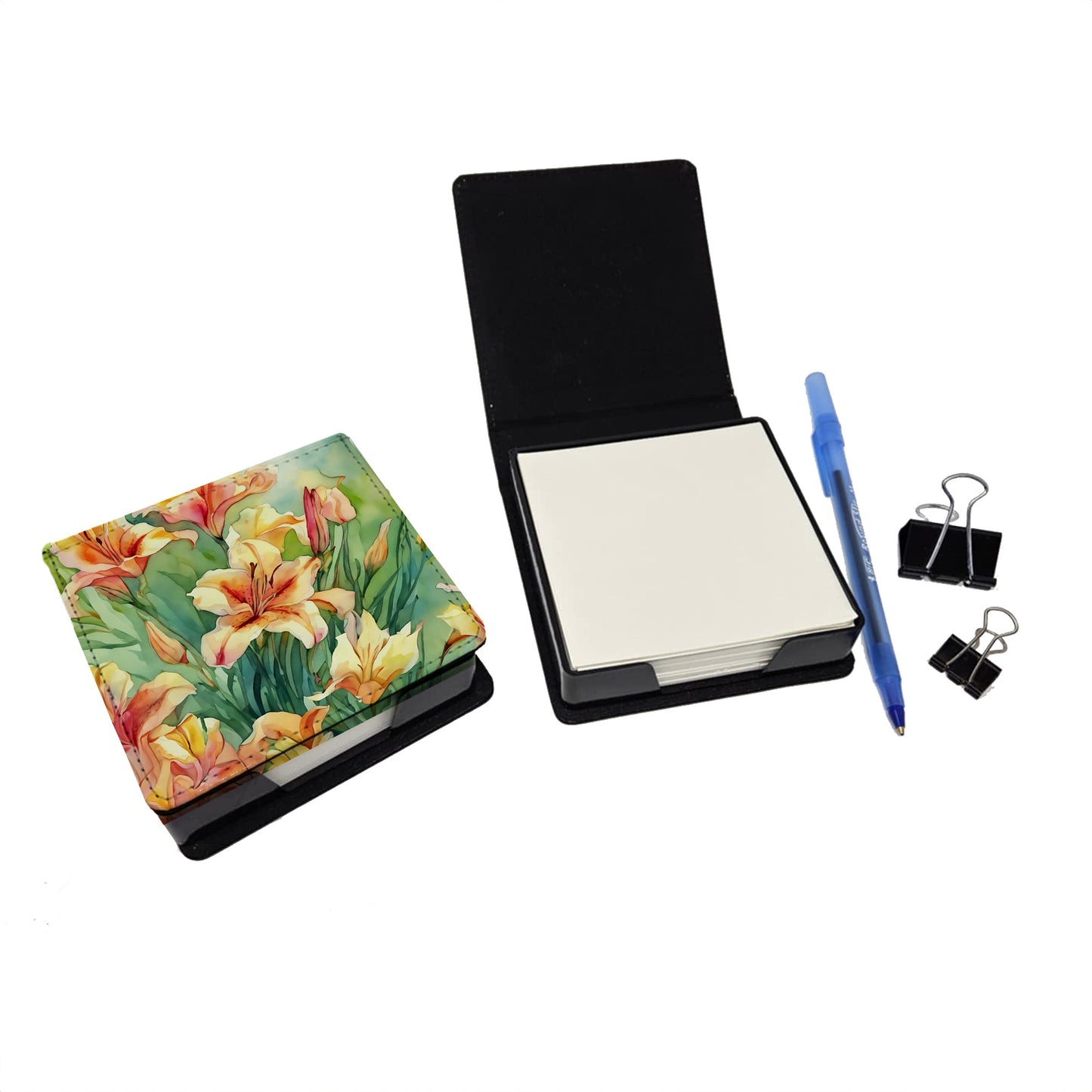 Utah Sego Lilies in Watercolor PU Leather Note Paper Holder