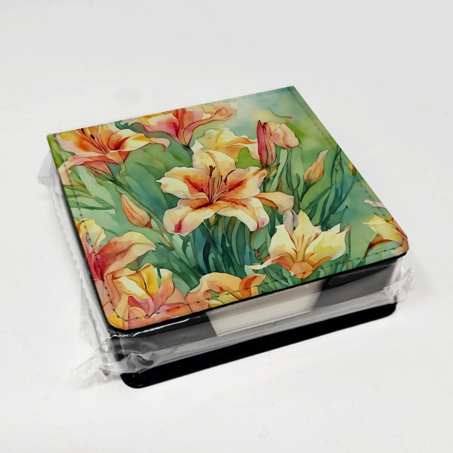 Utah Sego Lilies in Watercolor PU Leather Note Paper Holder