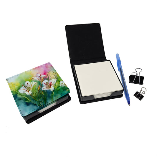 Utah Sego Lilies in Watercolor PU Leather Note Paper Holder