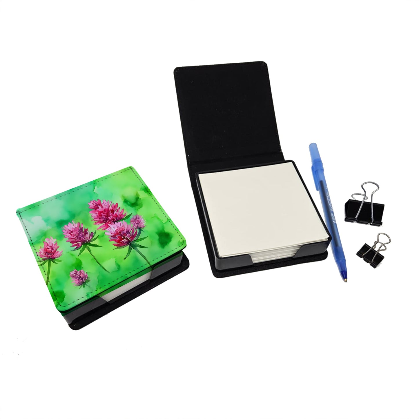 Vermont Red Clover in Watercolor PU Leather Note Paper Holder