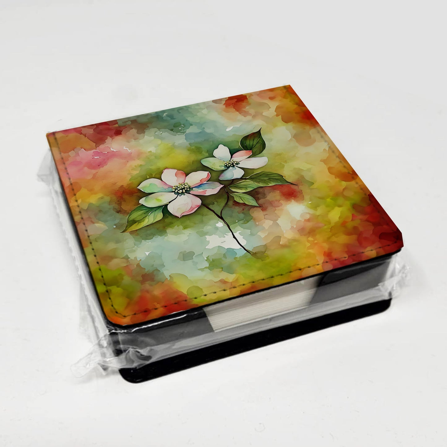 Virginia American Dogwood in Watercolor PU Leather Note Paper Holder
