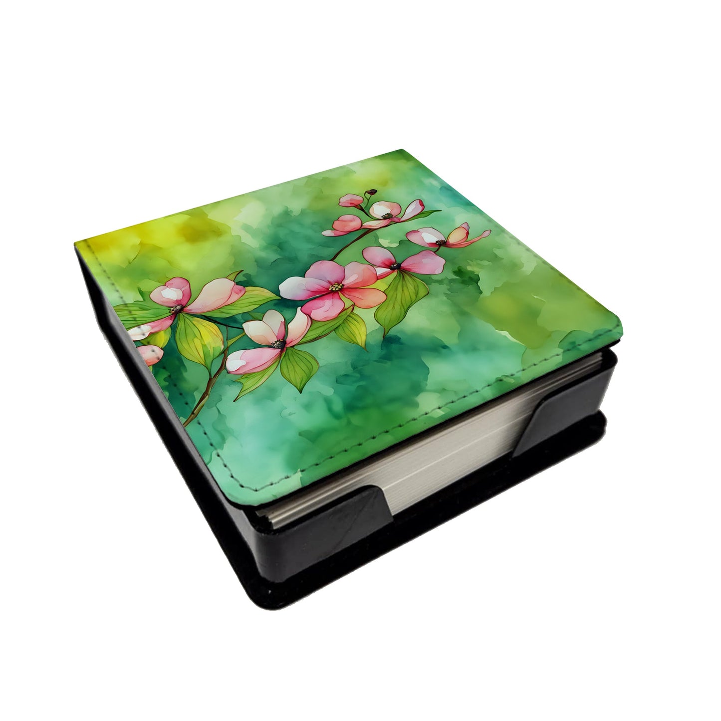 Virginia American Dogwood in Watercolor PU Leather Note Paper Holder