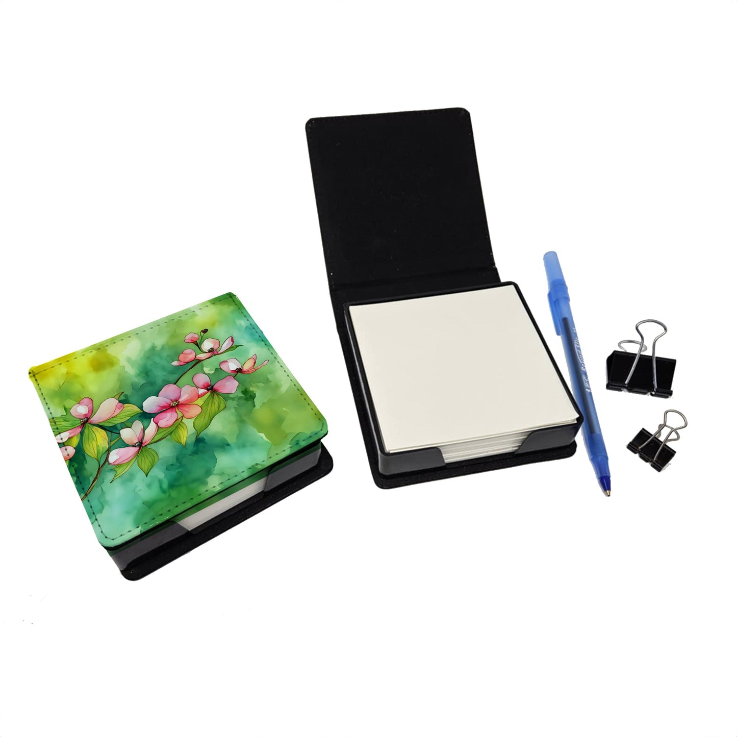 Virginia American Dogwood in Watercolor PU Leather Note Paper Holder