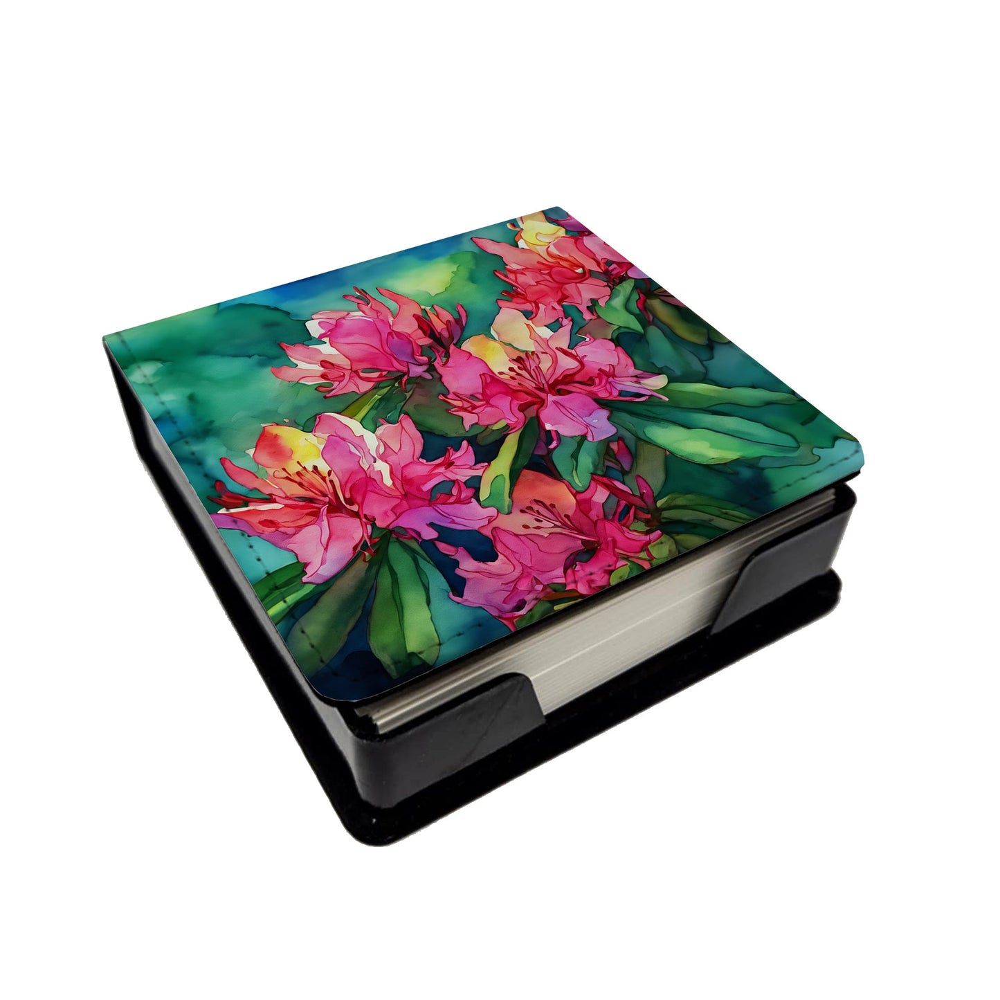 West Virginia Rhododendrons in Watercolor PU Leather Note Paper Holder