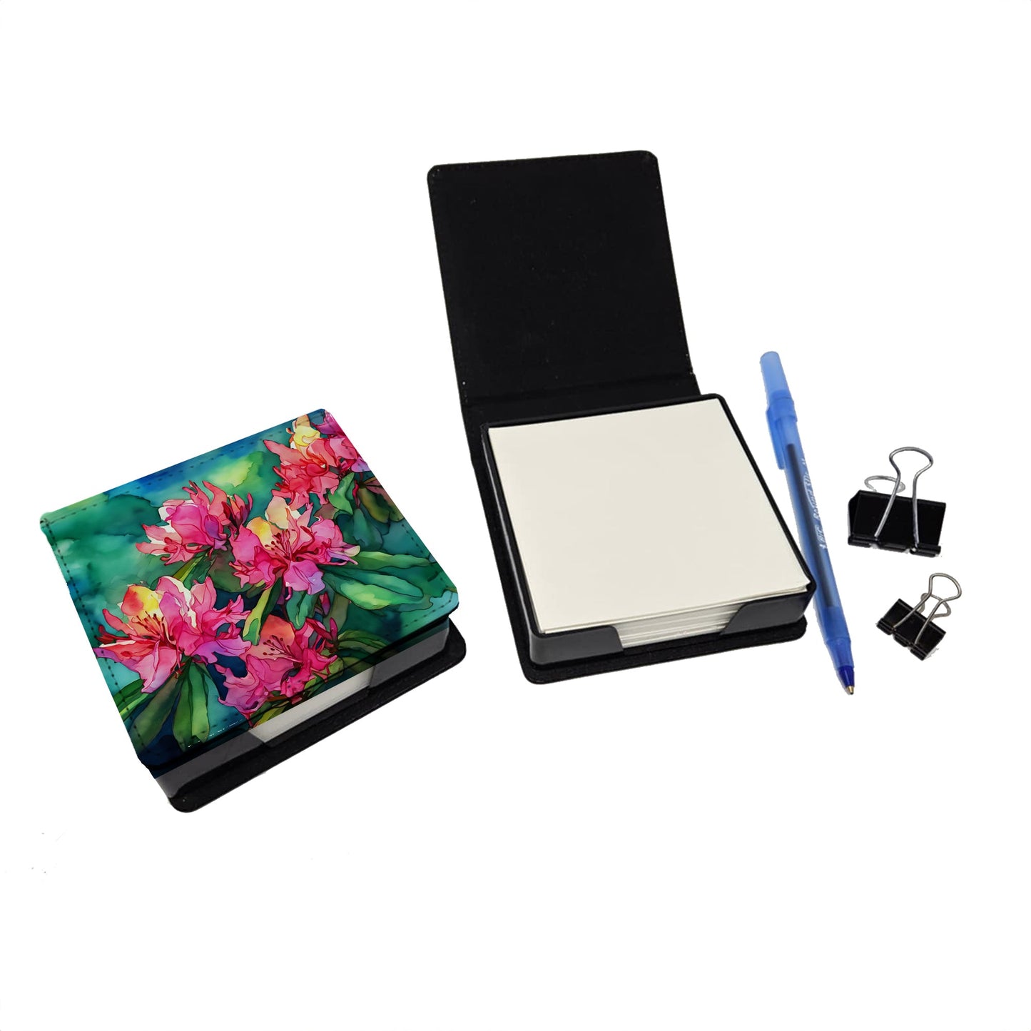 West Virginia Rhododendrons in Watercolor PU Leather Note Paper Holder
